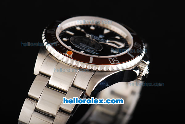 Rolex Submariner Swiss ETA 2836 Automatic Movement Full Steel with Brown Bezel-Black Dial and White Markers - Click Image to Close
